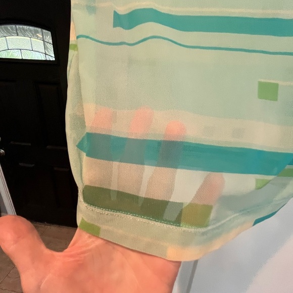 ~Calvin Klein~ Striped Green Sleeveless Top - Picture 4 of 6